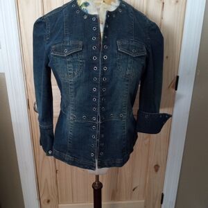 Classiques Entier Blue Jean Jacket with Eyelet Accents